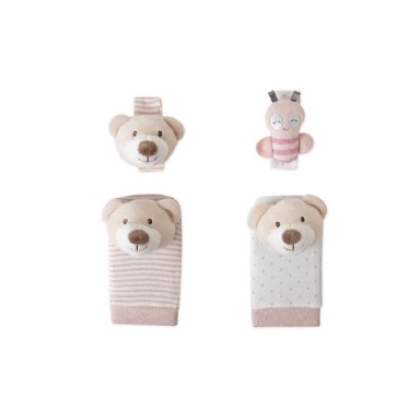 INTERBABY Zvečke za ruke i stopala, Medo roza