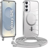 Stražnja maskica za Samsung Galaxy S25, MagSafe, srebrna + traka za vezanje