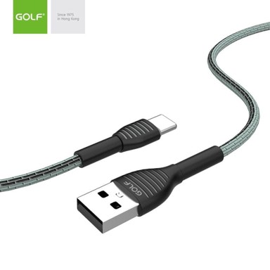 GOLF Kabel USB-C tekstilni, 1 m, 3 A, siva