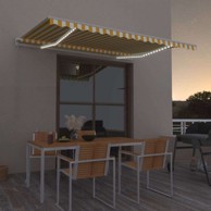 Tenda na ručno uvlačenje s LED svjetlima, 450 x 350 cm, žuta i bijela