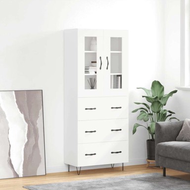 Visoka komoda 69,5x34x180 cm od konstruiranog drva, bijela