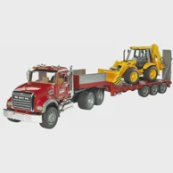 BRUDER Kamion s niskopodnom prikolicom MACK Granite s JCB 4CX