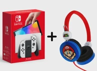 NINTENDO Switch OLED igraća konzola, bijeli Joy-Con + slušalice OTL Super Mario