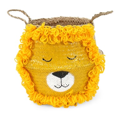 COMPACTOR Dječja kutija za pohranu Lion od morske trave ø 30x28 cm, žuta / prirodna