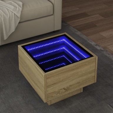 Bočni stolić LED boja hrasta 40 x 40 x 30 cm konstruirano drvo