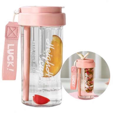 LIVEFY Šalica sa slamkom Simple 600 ml, ružičasta