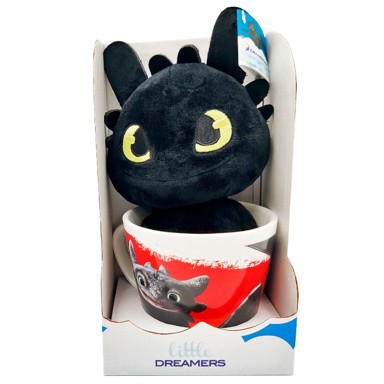 Plišna igračka How to Train Your Dragon, Toothless, 18 cm + šalica