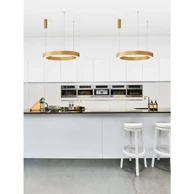 NOVA LUCE Visilica Morbido NL9345643, LED 59 W, 2700–4000 K, 4076 lm, dimabilna, IP20, mesing zlatna