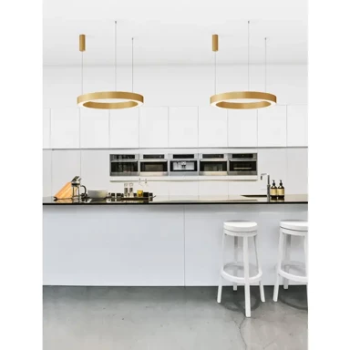 NOVA LUCE Visilica Morbido NL9345643, LED 59 W, 2700–4000 K, 4076 lm, dimabilna, IP20, mesing zlatna