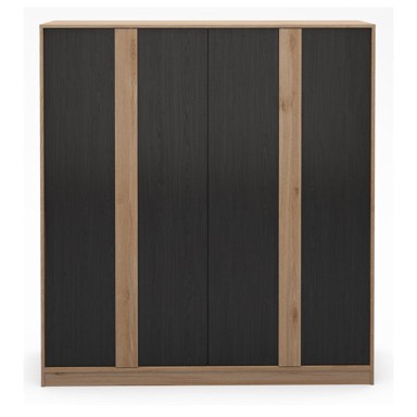 MARCKERIC Crni/u prirodnoj boji ormar u dekoru hrasta 180x197,5x53 cm Dennis