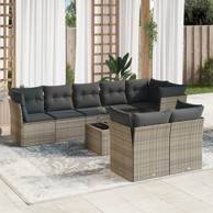 9-dijelni set vrtnih sofa od poliratana s jastucima sivi