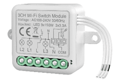 Pametni WiFi prekidač Tuya CH14, tri tipke
