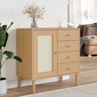 Komoda SENJA smeđa izgled ratana 80x40x80cm masivna borovina