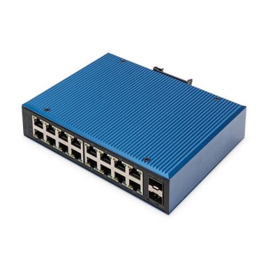 DIGITUS industrijski switch, 18 priključaka (16x GE, 2x SFP), IP40, DIN montaža