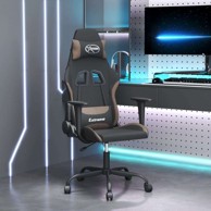 Gaming stolica, crno-smeđesiva, tkanina, bez naslona za noge