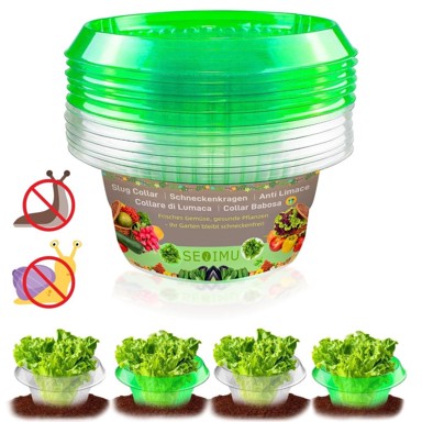 NIKCORP Ovratnici protiv puževa, PET prstenovi za sadnice, Ø 24 cm, zeleni/prozirni, 24 kom