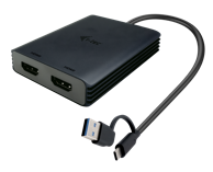 I-TEC Adapter USB-A/USB-C (M) na 2x HDMI (Ž), 4K@60Hz, crni