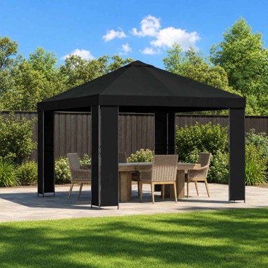 Gazebo, 3 x 3 m, poliester i čelik, crni