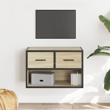 TV ormarić boja hrasta 60x31x39,5 cm konstruirano drvo i metal