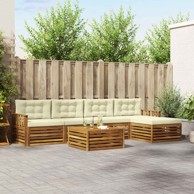 Set vanjskih sofa, 6 kom, s jastucima, prirodna i krema