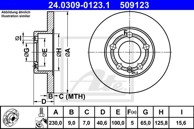 ATE Disk ploča VW 24.0309-0123.1 ZADNJA, a-3 1.4tdi 96 , d232/9