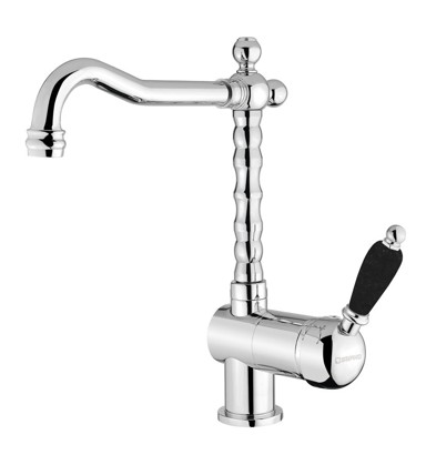 SAPHO KIRKÉ BLACK Kuhinjska miješalica, stojeća, retro, krom, crna ručka