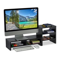 NORTHIX Stalak za monitor s policama, MDF i metal, 50 x 20 cm, crna