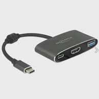 DELOCK Adapter USB-C na HDMI USB-A USB-C PD plavi  