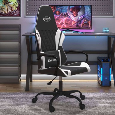 Gaming stolica, crno-bijela, umjetna koža
