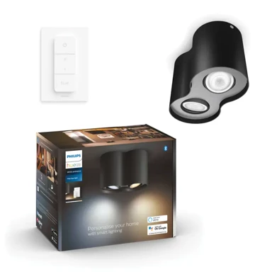 PHILIPS Hue stropna svjetiljka Pillar, 2x5 W, 2200–6500 K + daljinski, crna