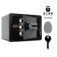 NIKCORP Oklopni kućni biometrijski sef, otisak prsta i šifra, dimenzije 25 × 35 × 25 cm, čelik, crna