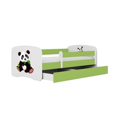 Drveni dječji krevet Panda 2 s ladicom, 160x80 cm, zeleni