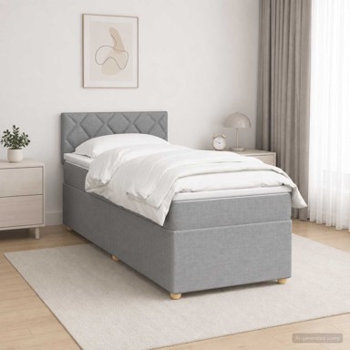 Boxspring krevet s madracem 80 x 200 cm od tkanine, svjetlosivi