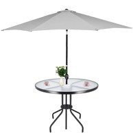 SPRINGOS Stakleni okrugli vrtni stol, crni, 90 cm