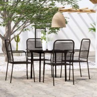 Vrtna garnitura, 5-dijelni vrtni blagovaonski set, dužina stola 80 cm, crna
