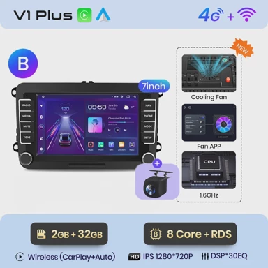 Multimedijalni player za VW / SEAT Leon, Passat B6 B7, Tiguan, Touran, Golf, Polo, V1Plus, 2GB 32GB, S