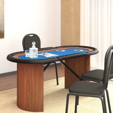 Stol za poker za 10 igrača, 160x80x75cm, plavi