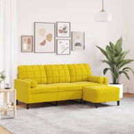 Trosjed s tabureom 80 cm baršunasti, žuta