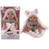 WOOPIE ROYAL Lutka beba s pokrivačem i zekom, 36 cm, roza