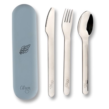 CITRON Pribor za jelo od nehrđajućeg čelika Spaceship Dusty Blue cutlery_set_silicone_dusty_blue