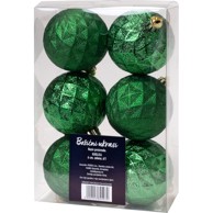 Božićni ukras, set 6 kom, ø 6 cm, zelena