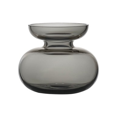 ZONE Vaza staklena ručno izrađena svijetlo siva, visina 9 cm Inu