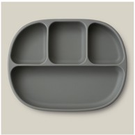INTERBABY Silikonski tanjur s poklopcem, petrol-sivi