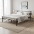 MODERNHOME metalni krevet 140 x 200 cm s letvičastom podnicom, crni okvir