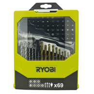 RYOBI Set svrdala i bitova, 69 dijelova
