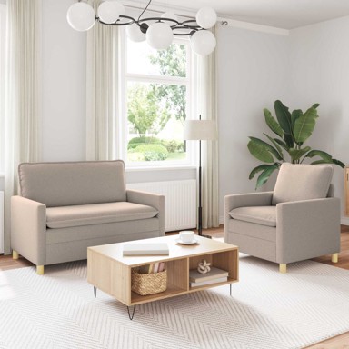 Set sofa 2 kom od tkanine, svjetlosivi