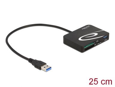 DELOCK Čitač kartica XQD/SD/Micro SD, USB-A priključak, metal i plastika, crna