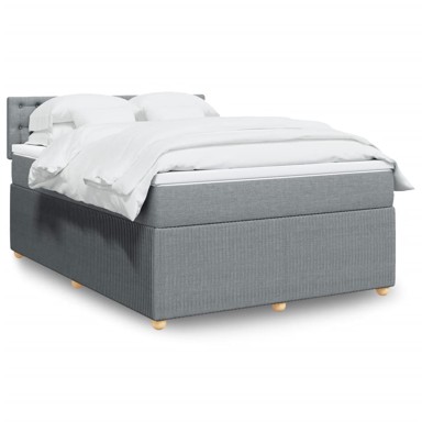 Krevet box spring s madracem svjetlosivi 140x200 cm od tkanine