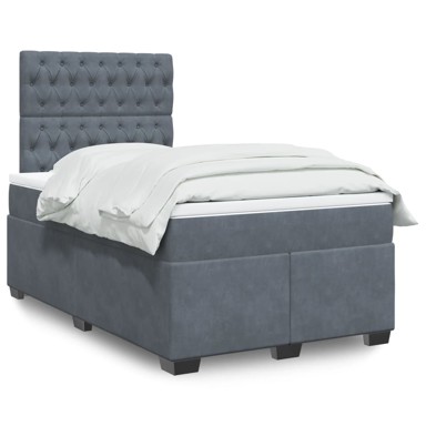 Box spring krevet s madracem tamnosivi 120 x 200 cm baršunasti