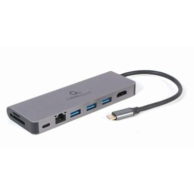 GEMBIRD USB hub A-CM-COMBO5-05 USB Type-C 5-in-1 multi-port adapter (Hub + HDMI + PD + card reader + LAN)